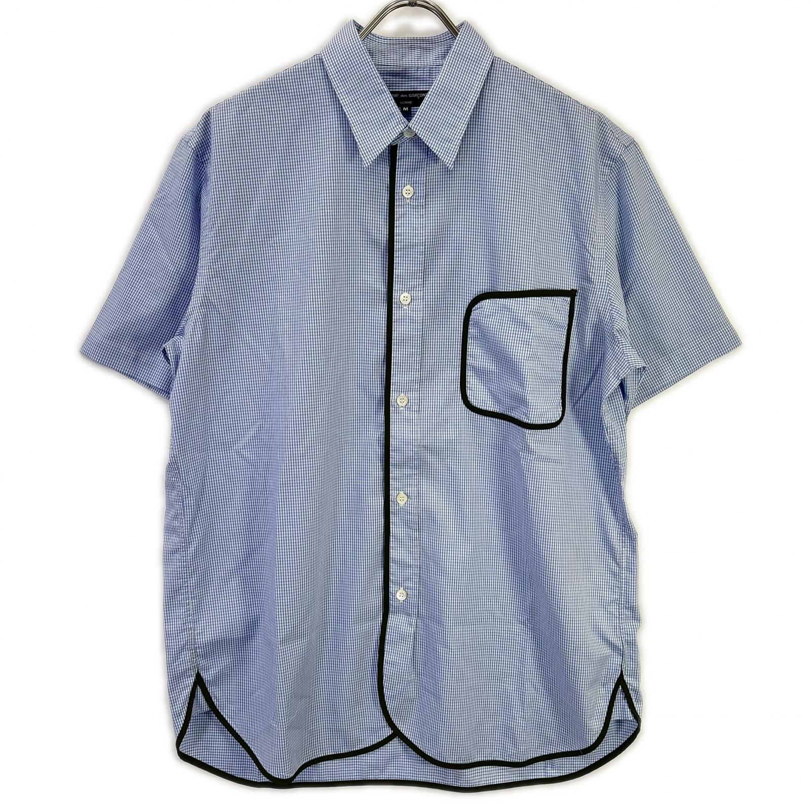COMMEdesGARCONS HOMME コムデギャルソンオム 23SS HK-B019 ブルー×ホワイト COTTON CHECK PIPING SHIRT/コットンチェック パイピングシャツ トップス