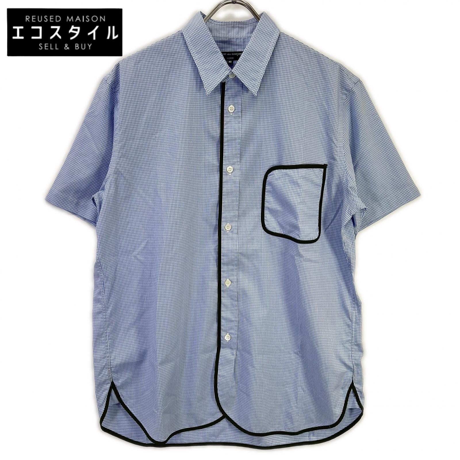 COMMEdesGARCONS HOMME コムデギャルソンオム 23SS HK-B019 ブルー×ホワイト COTTON CHECK PIPING SHIRT/コットンチェック パイピングシャツ トップス