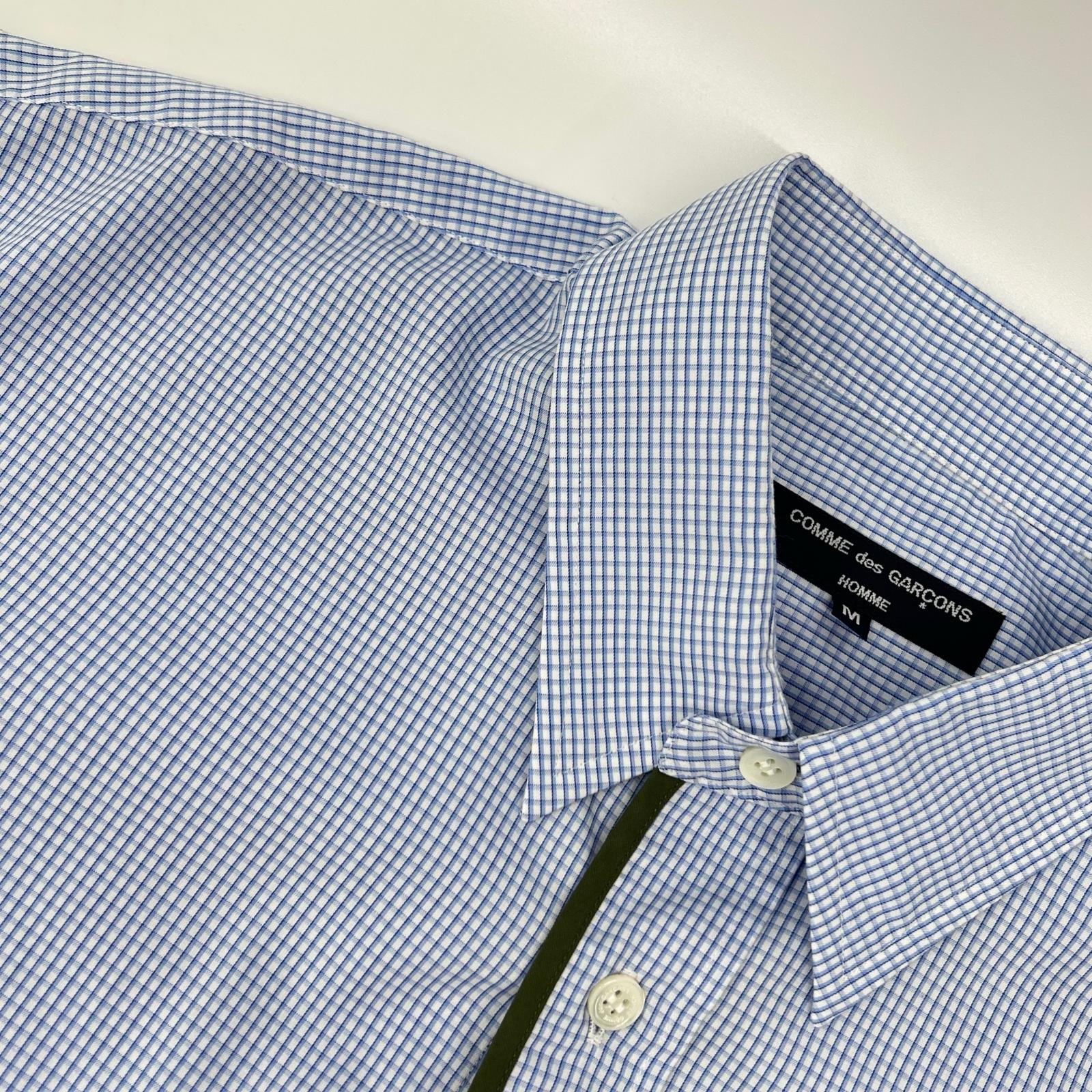 COMMEdesGARCONS HOMME コムデギャルソンオム 23SS HK-B019 ブルー×ホワイト COTTON CHECK PIPING SHIRT/コットンチェック パイピングシャツ トップス