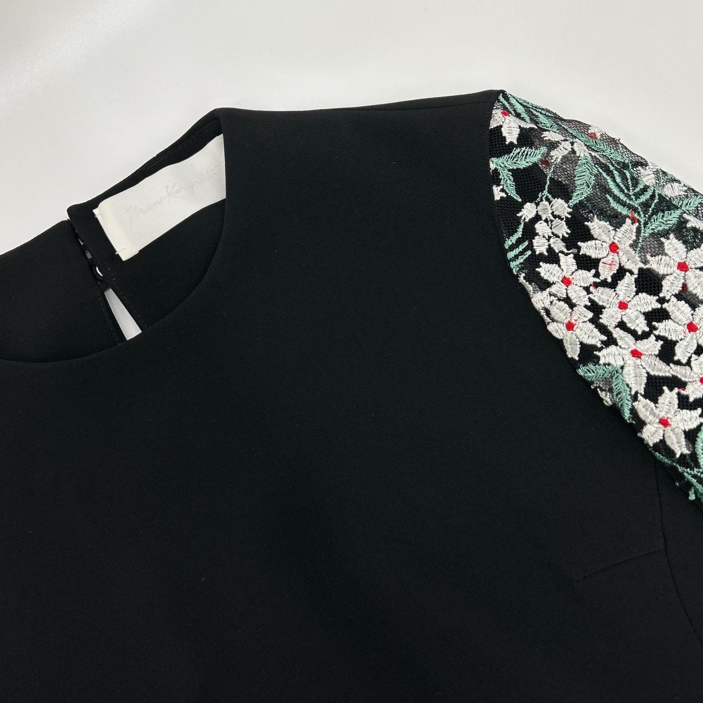 Mame Kurogouchi マメクロゴウチ MM23PS-SH736 ブラック×ホワイト Floral Lace-Sleeve Classic Top/フローラルレースシュリーブ クラシックトップ トップス