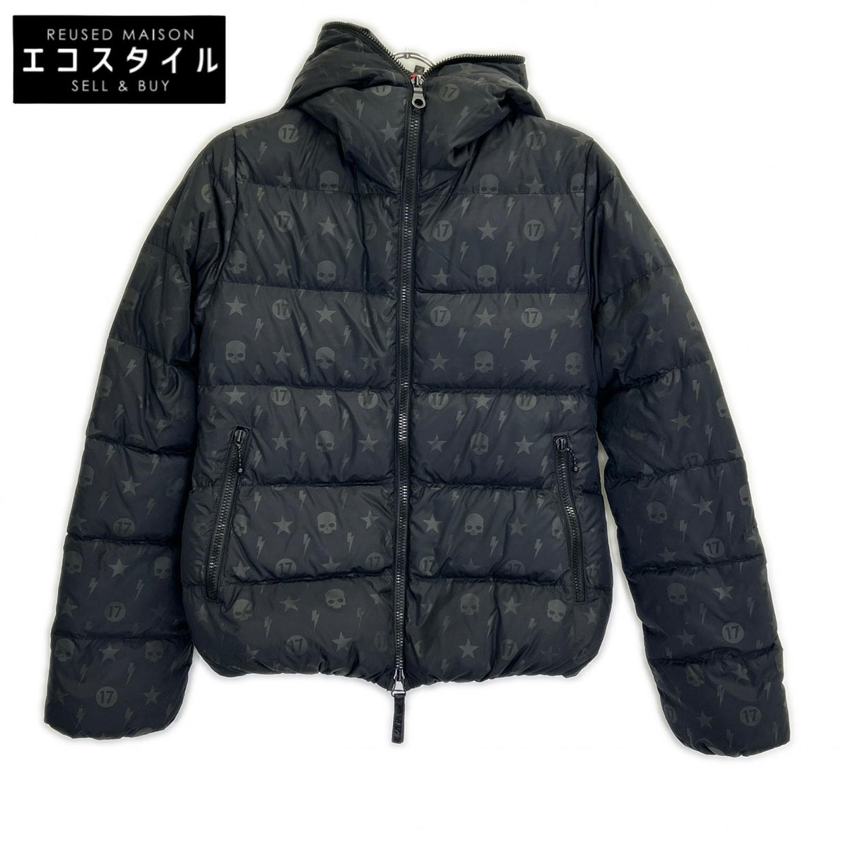 DUVETICA Duvetica 【×HYDROGEN】Black skull-pattern full-zip down jacket Jacket