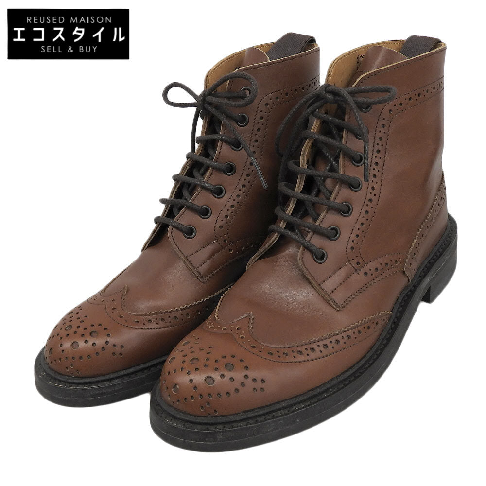 Tricker's トリッカーズ メダリオン ウイングチップ モールトン カントリーブーツ シューズ メンズ ブラウン 5 1/2 L5180 シューズ