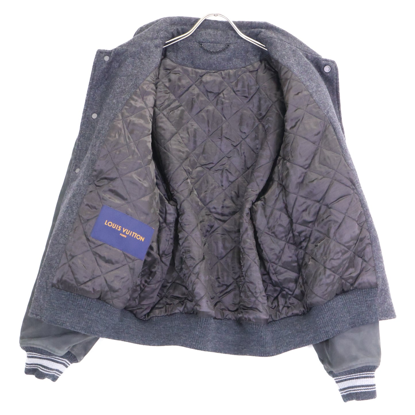 LOUIS VUITTON ルイヴィトン 【美品/国内正規】HHL98EAGY ヴァージル アブロー アームレザー切替 ウール アフリカ大陸スパンコール バーシティジャケット ジャケット