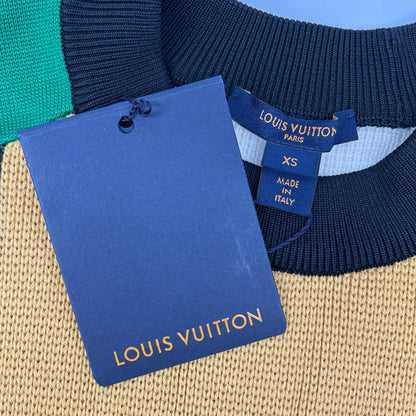 LOUIS VUITTON ルイヴィトン FHKD98RZE 19AW マルチカラー ウールシルク レザーパッチ カットワークニットワンピース ワンピース