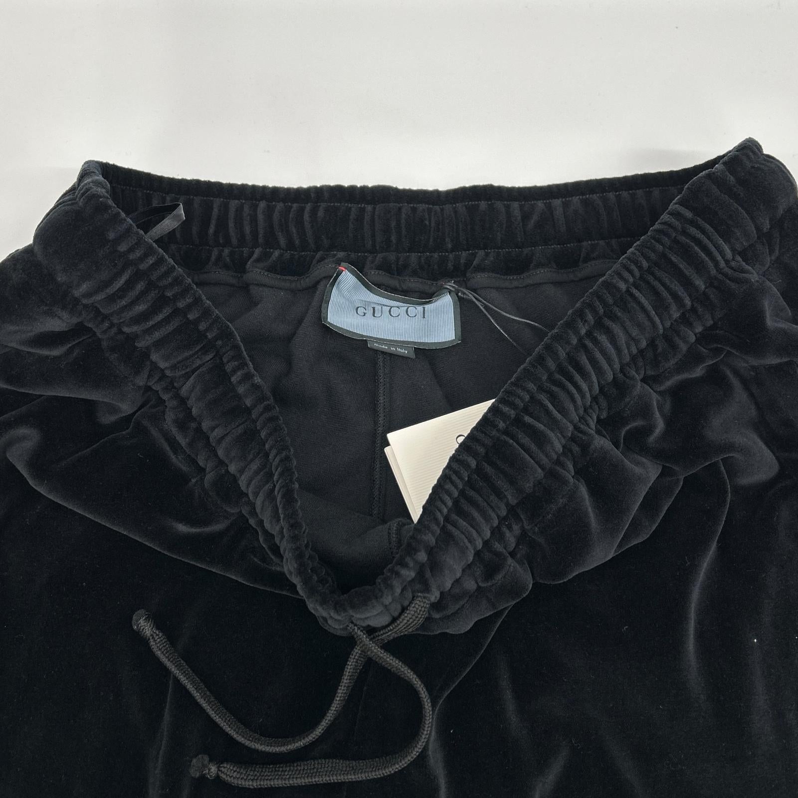 GUCCI グッチ 615811 19年 ブラック ベロア トラックパンツ ボトムス