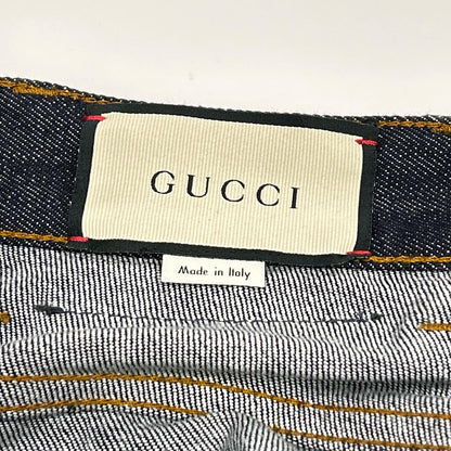 GUCCI グッチ 623953 インディゴ レザーパッチ ストレートデニムパンツ ボトムス
