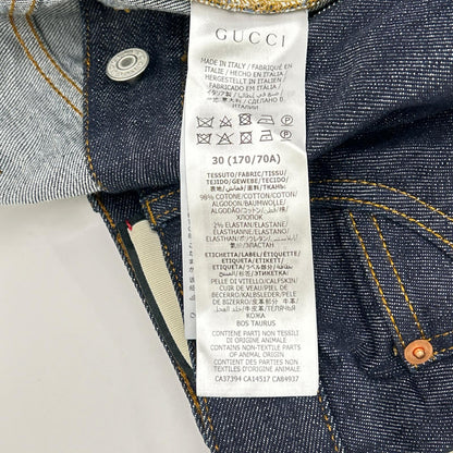 GUCCI グッチ 623953 インディゴ レザーパッチ ストレートデニムパンツ ボトムス