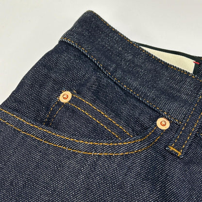 GUCCI グッチ 623953 インディゴ レザーパッチ ストレートデニムパンツ ボトムス