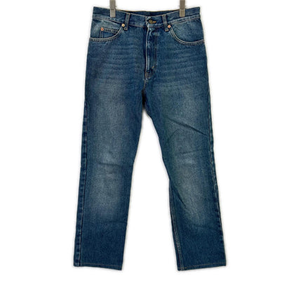 GUCCI グッチ 623953 ライトインディゴ レザーパッチ ストレートデニムパンツ ボトムス
