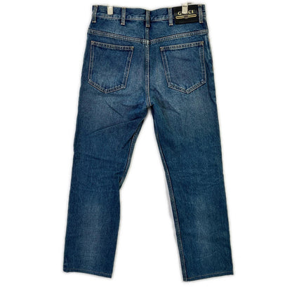 GUCCI グッチ 623953 ライトインディゴ レザーパッチ ストレートデニムパンツ ボトムス