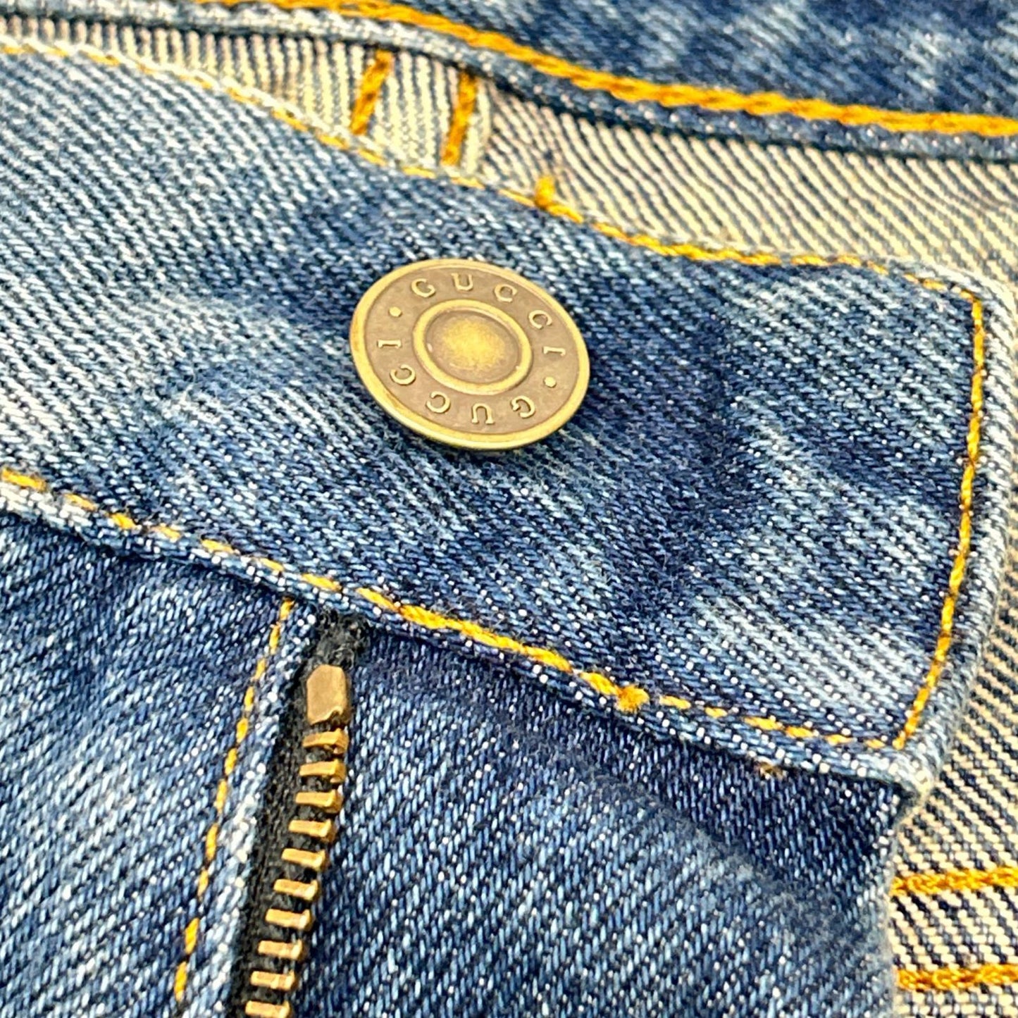 GUCCI グッチ 623953 ライトインディゴ レザーパッチ ストレートデニムパンツ ボトムス