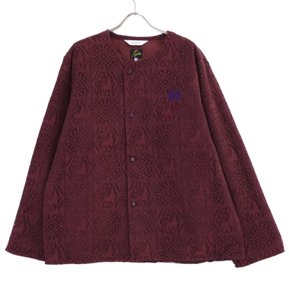 SASQUATCHfabrix. サスクワァッチファブリックス 【×Needles】23AW-SY9-070 ボルドー ライオン柄ベルベットレーススナップカーディガンジャケット ジャケット