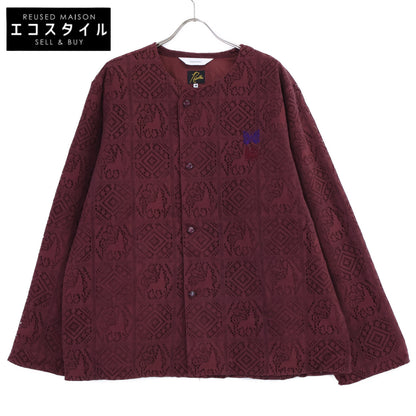 SASQUATCHfabrix. サスクワァッチファブリックス 【×Needles】23AW-SY9-070 ボルドー ライオン柄ベルベットレーススナップカーディガンジャケット ジャケット