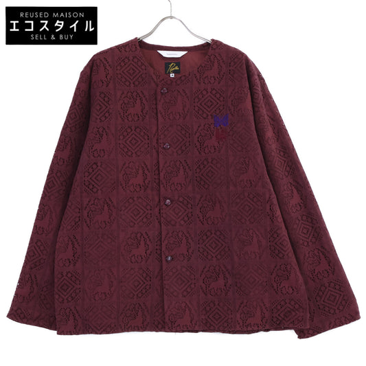 SASQUATCHfabrix. サスクワァッチファブリックス 【×Needles】23AW-SY9-070 ボルドー ライオン柄ベルベットレーススナップカーディガンジャケット ジャケット