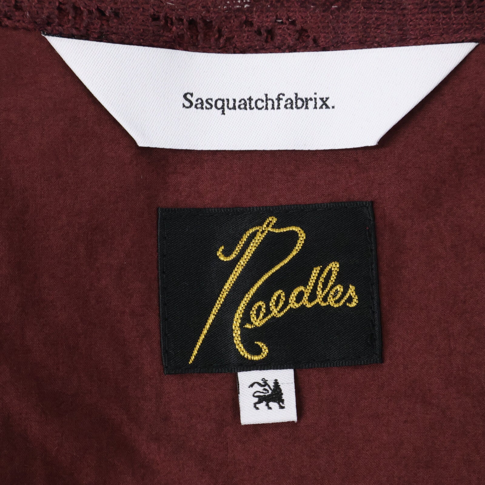 SASQUATCHfabrix. サスクワァッチファブリックス 【×Needles】23AW-SY9-070 ボルドー ライオン柄ベルベットレーススナップカーディガンジャケット ジャケット