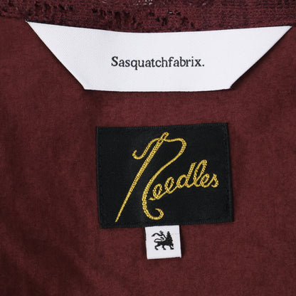 SASQUATCHfabrix. サスクワァッチファブリックス 【×Needles】23AW-SY9-070 ボルドー ライオン柄ベルベットレーススナップカーディガンジャケット ジャケット