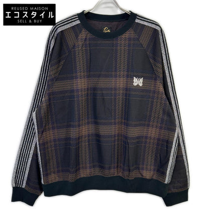 needles ニードルズ NS1501 23AW 直営店限定 ブラウン TRACK CREW NECK SHIRT チェックトラッククルーネックシャツ トップス