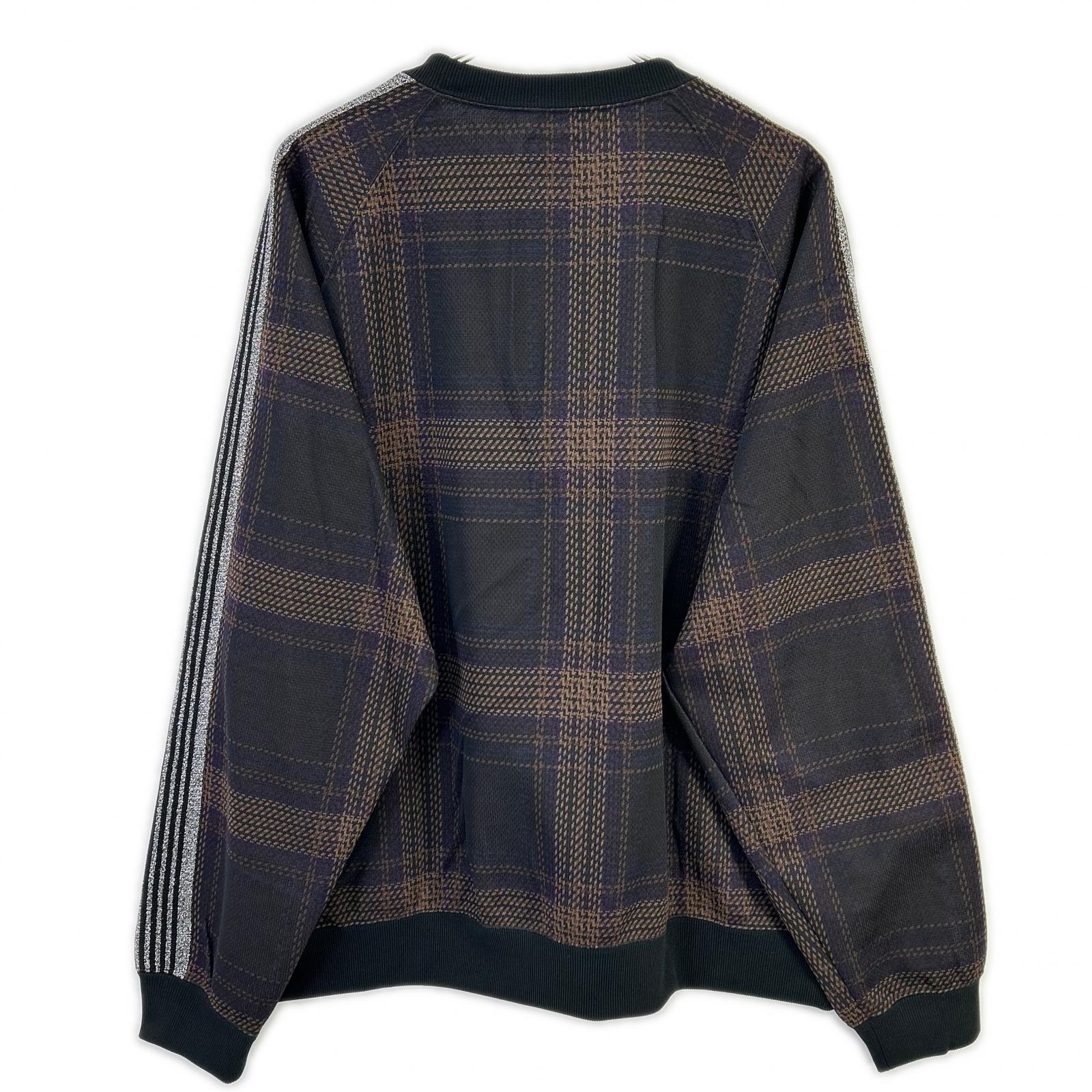 needles ニードルズ NS1501 23AW 直営店限定 ブラウン TRACK CREW NECK SHIRT チェックトラッククルーネックシャツ トップス