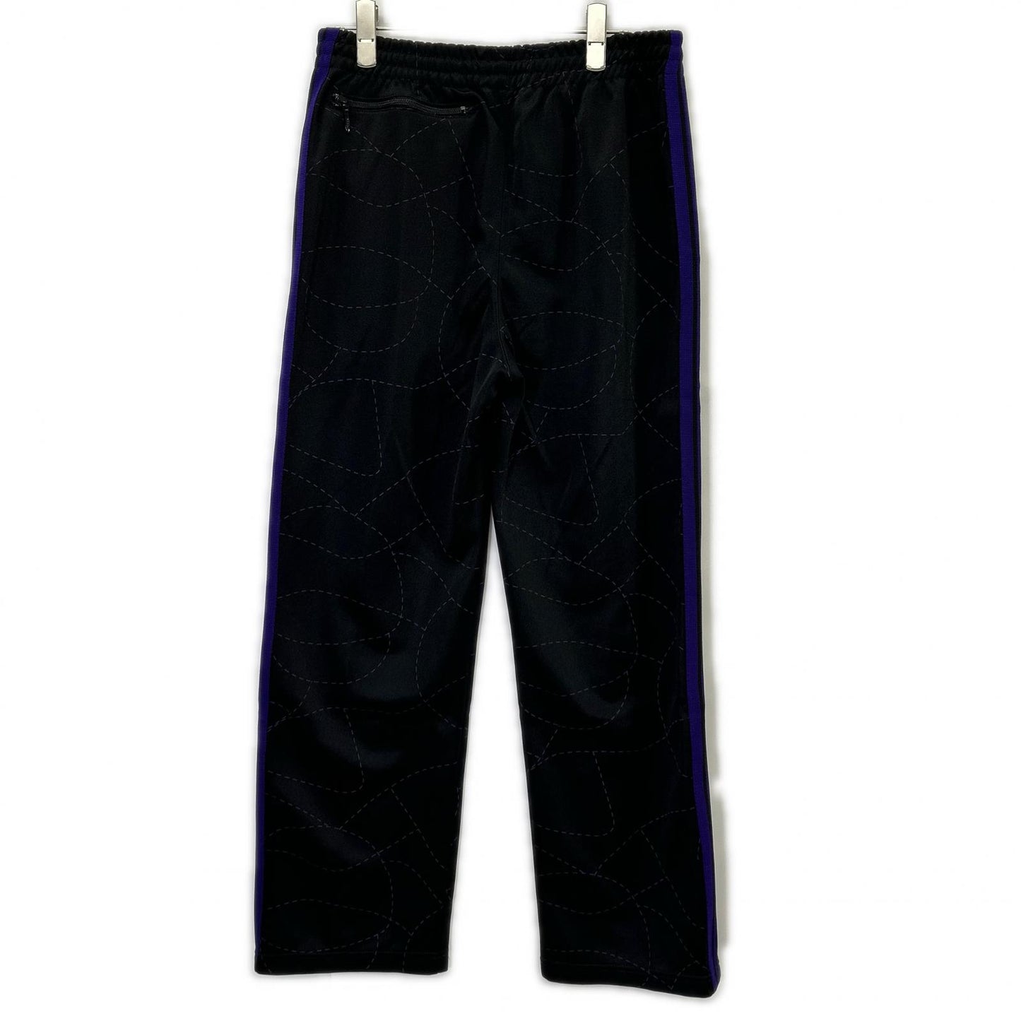 needles ニードルズ 【×DC SHOES】MR609 ブラック×パープル Track Pant - Poly Smooth / Printed ステッチワークプリントトラックパンツ ボトムス