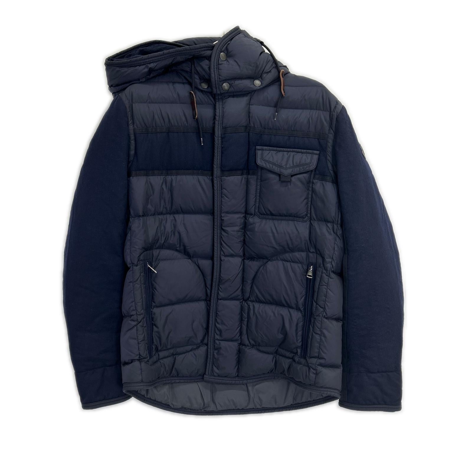 MONCLER モンクレール 17年製 ネイビー RYAN/ライアン ウール切替フーデットダウンジャケット ジャケット