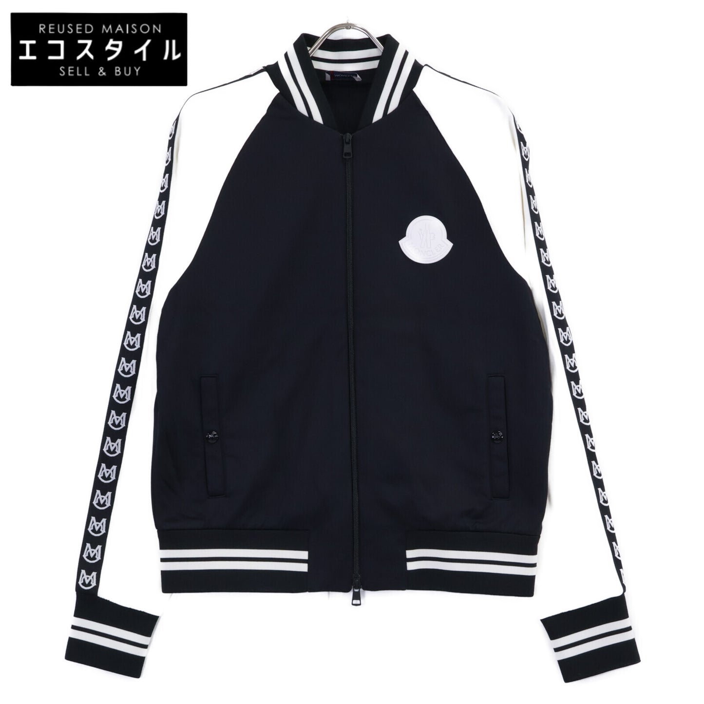 MONCLER モンクレール 20年製 ブラック×ホワイト MAGLIA CARDIGAN ロゴスリーブ トラックジャケット ジャケット