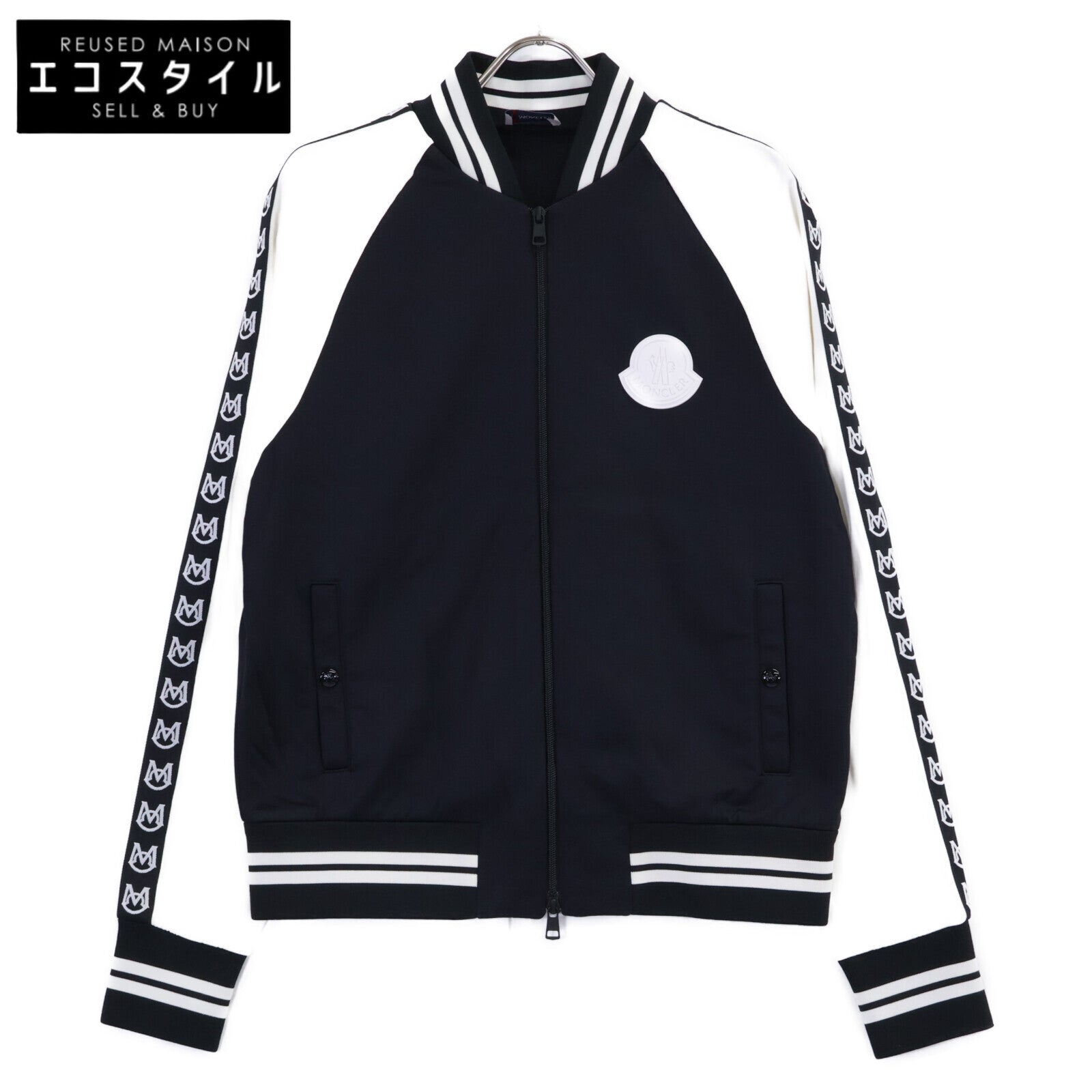 MONCLER モンクレール 20年製 ブラック×ホワイト MAGLIA CARDIGAN ロゴスリーブ トラックジャケット ジャケット
