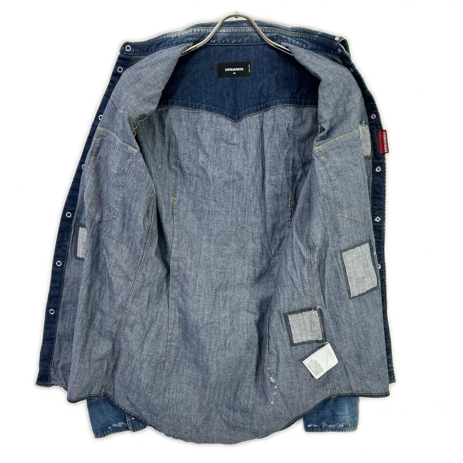 DSQUARED2 S74DM0008 Indigo Studded Denim Western Shirt, Top