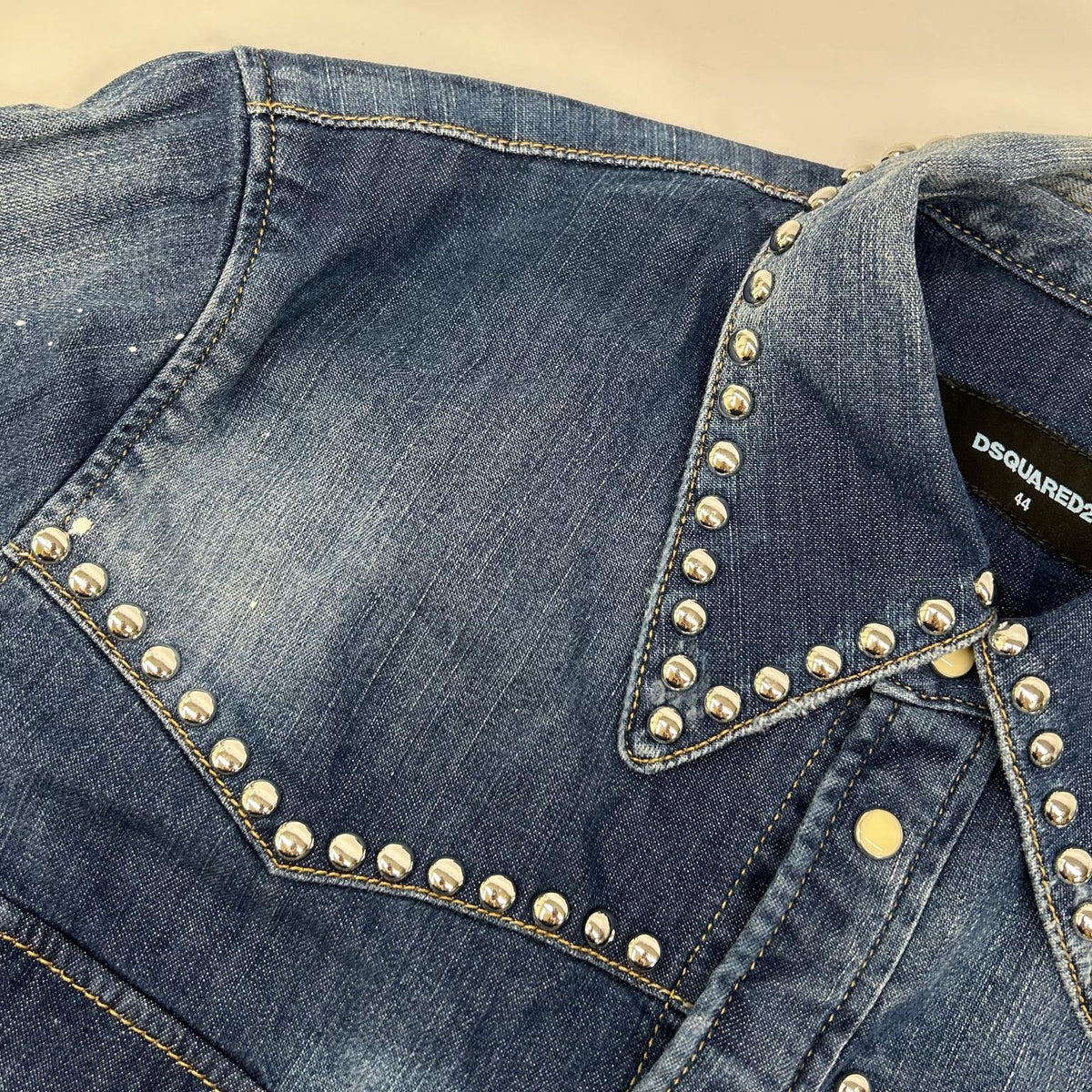 DSQUARED2 ディースクエアード S74DM0008 インディゴ スタッズダンガリーデニムウエスタンシャツ トップス