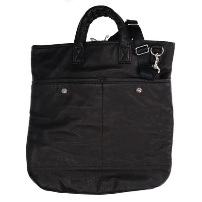Porter Classic ポータークラシック 新品同様 PC-050-2502 PC RIDERS LEATHER NEWTON HELMET CASE W/LOVE＆PEACE SILVER トートバッグ