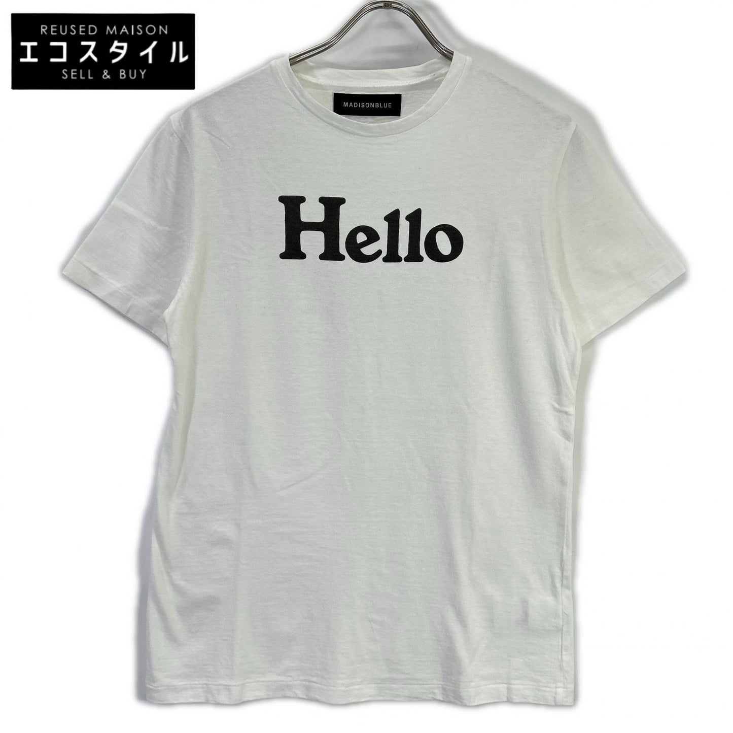 MADISON BLUE マディソンブルー MB999-7101 ホワイト×ブラック HELLO ショートスリーブカットソー トップス