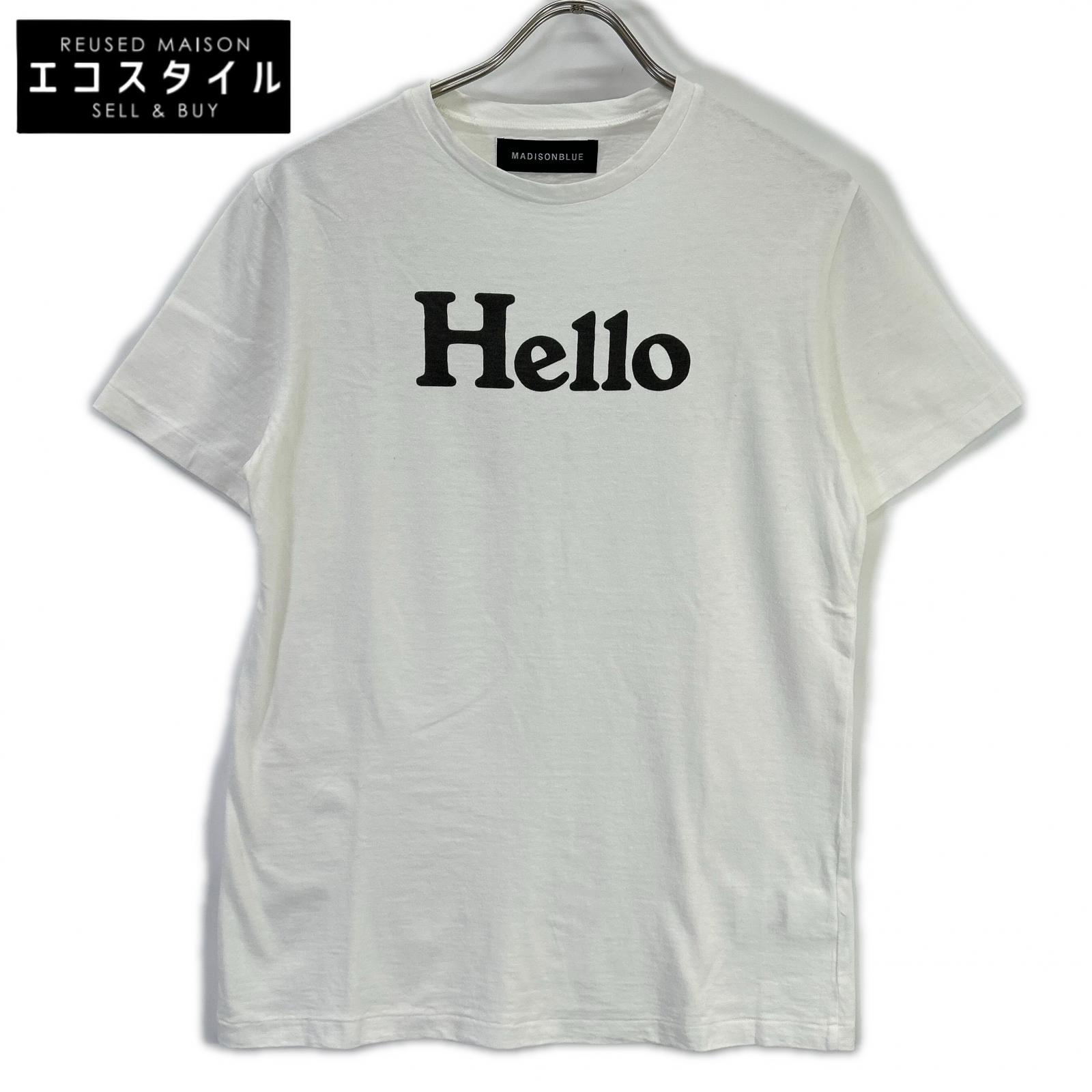 MADISON BLUE マディソンブルー MB999-7101 ホワイト×ブラック HELLO ショートスリーブカットソー トップス