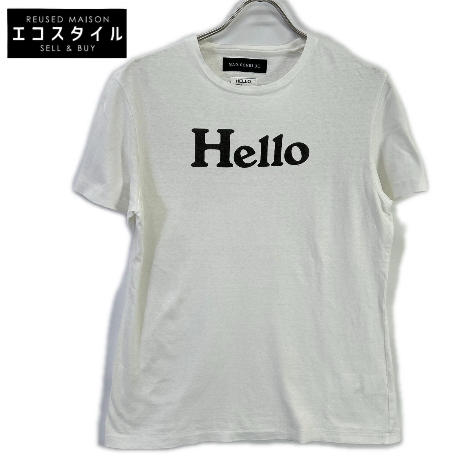 MADISON BLUE マディソンブルー MB184-7014 ホワイト×ブラック HELLO ショートスリーブカットソー トップス