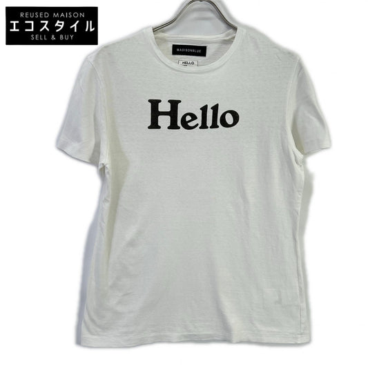 MADISON BLUE マディソンブルー MB184-7014 ホワイト×ブラック HELLO ショートスリーブカットソー トップス