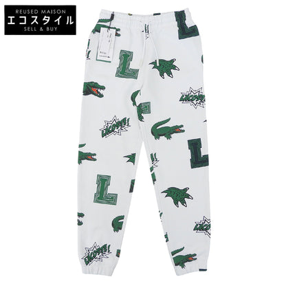 Lacoste ラコステ 新品同様 オールオーバーシーズナルプリントスウェットパンツ ボトムス レディース ホワイト 34 ボトムス