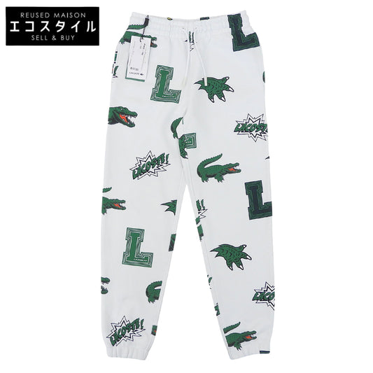 Lacoste ラコステ 新品同様 オールオーバーシーズナルプリントスウェットパンツ ボトムス レディース ホワイト 34 ボトムス