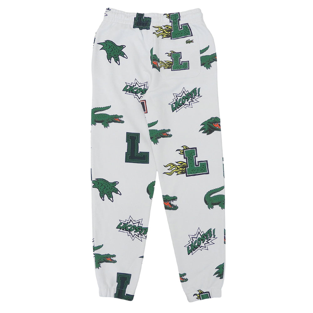 Lacoste ラコステ 新品同様 オールオーバーシーズナルプリントスウェットパンツ ボトムス レディース ホワイト 34 ボトムス