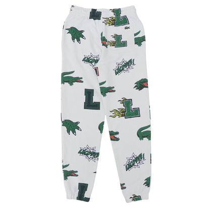 Lacoste ラコステ 新品同様 オールオーバーシーズナルプリントスウェットパンツ ボトムス レディース ホワイト 34 ボトムス