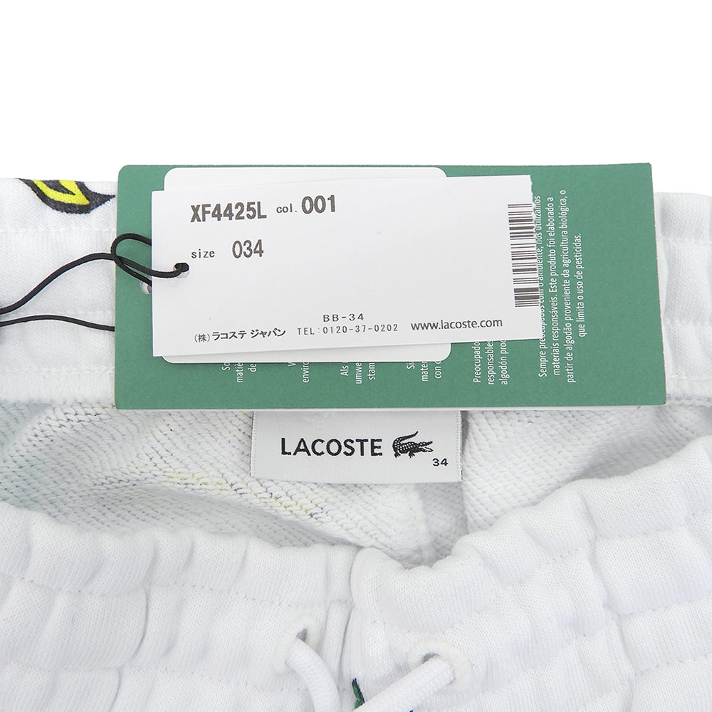 Lacoste ラコステ 新品同様 オールオーバーシーズナルプリントスウェットパンツ ボトムス レディース ホワイト 34 ボトムス