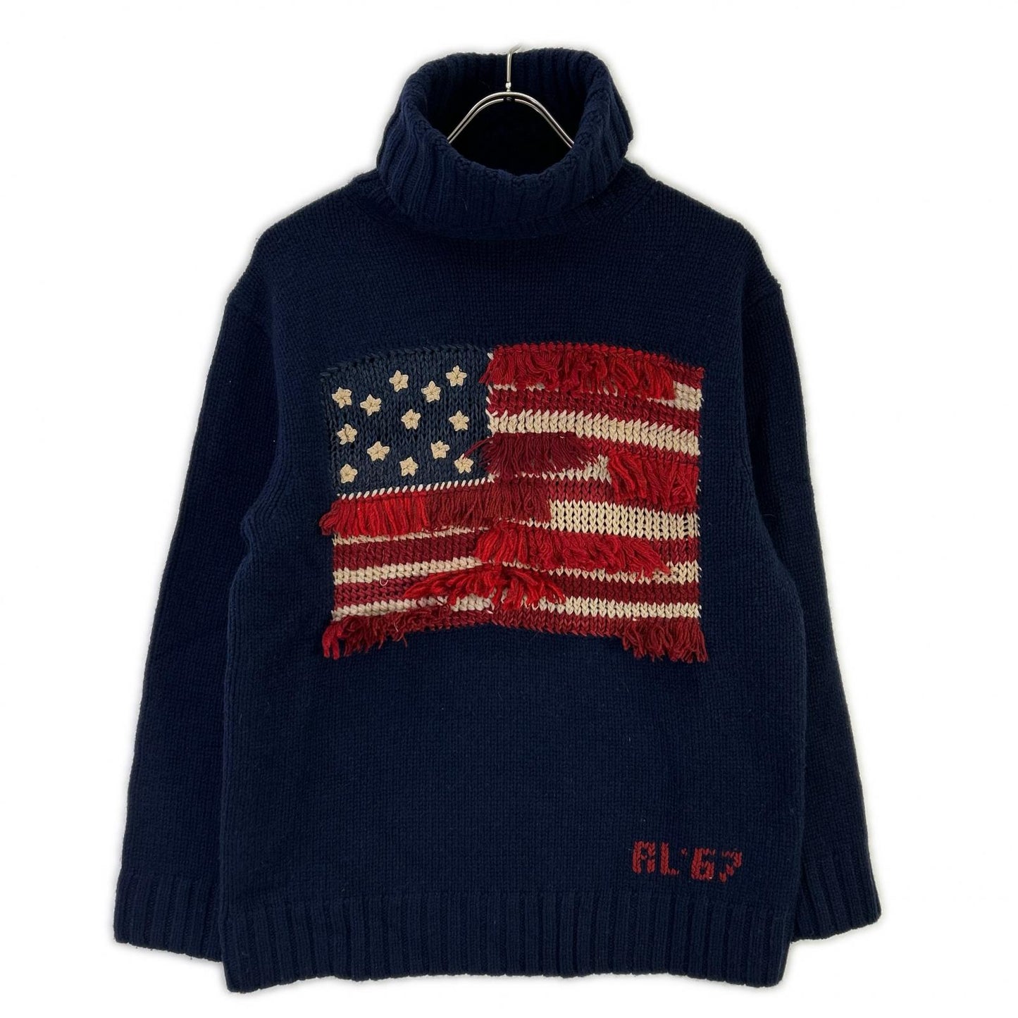 POLObyRalphLauren ポロラルフローレン ネイビー フリンジトリム フラッグセーター トップス