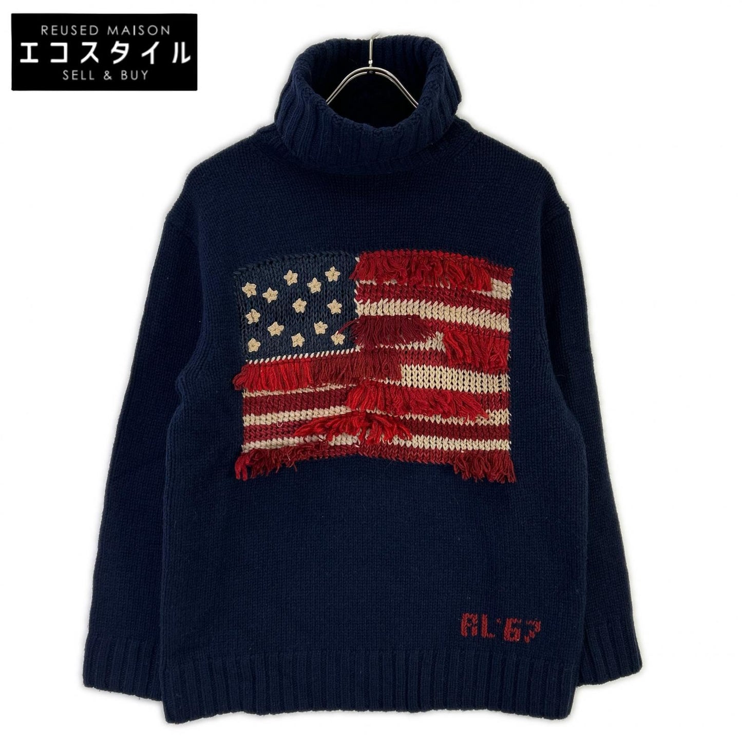 POLObyRalphLauren ポロラルフローレン ネイビー フリンジトリム フラッグセーター トップス