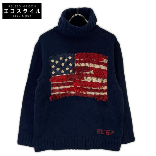 POLObyRalphLauren ポロラルフローレン ネイビー フリンジトリム フラッグセーター トップス