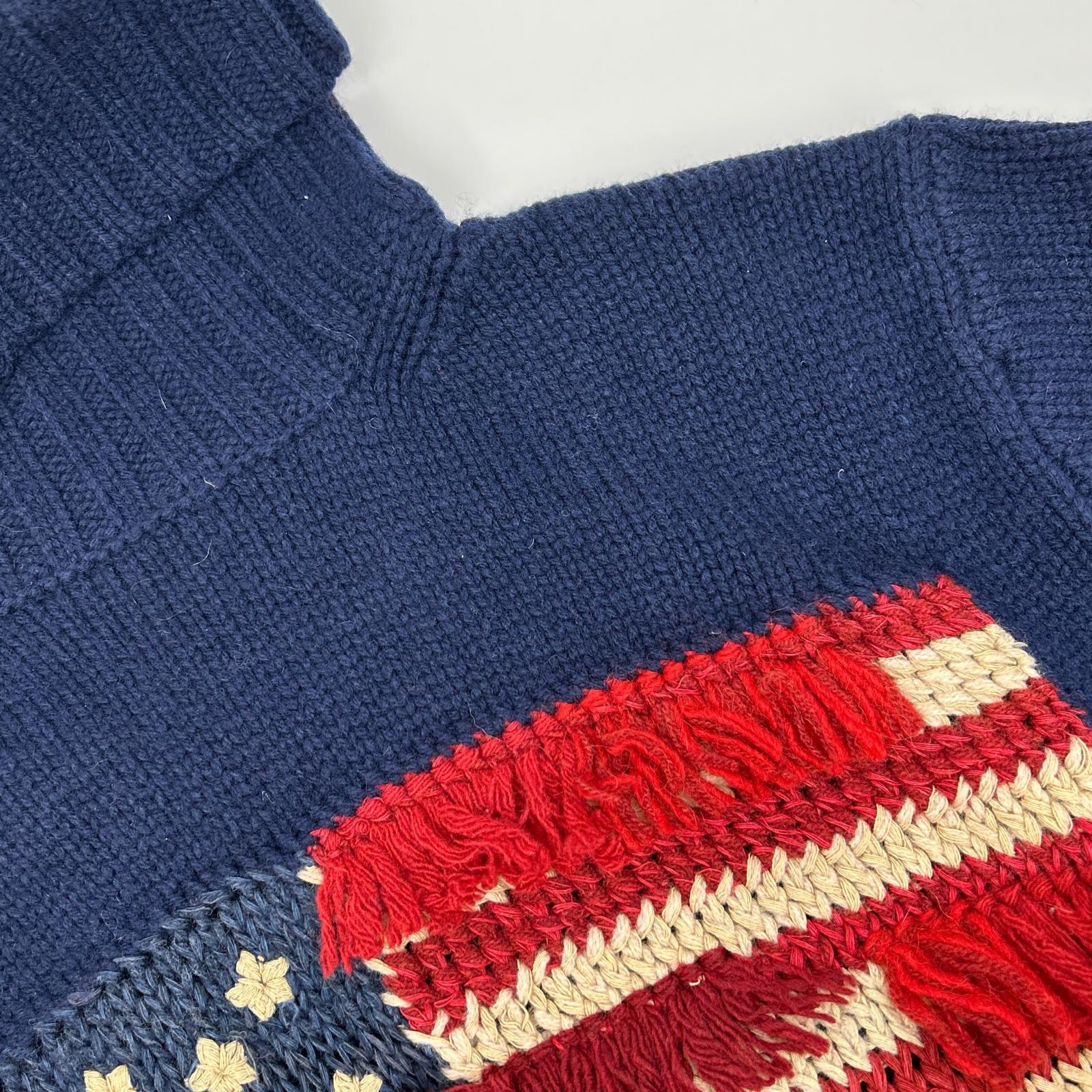POLObyRalphLauren ポロラルフローレン ネイビー フリンジトリム フラッグセーター トップス