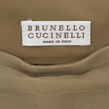 BRUNELLO CUCINELLI Sheer Pleated Skirt for Women Khaki 38 100% Silk Skirt