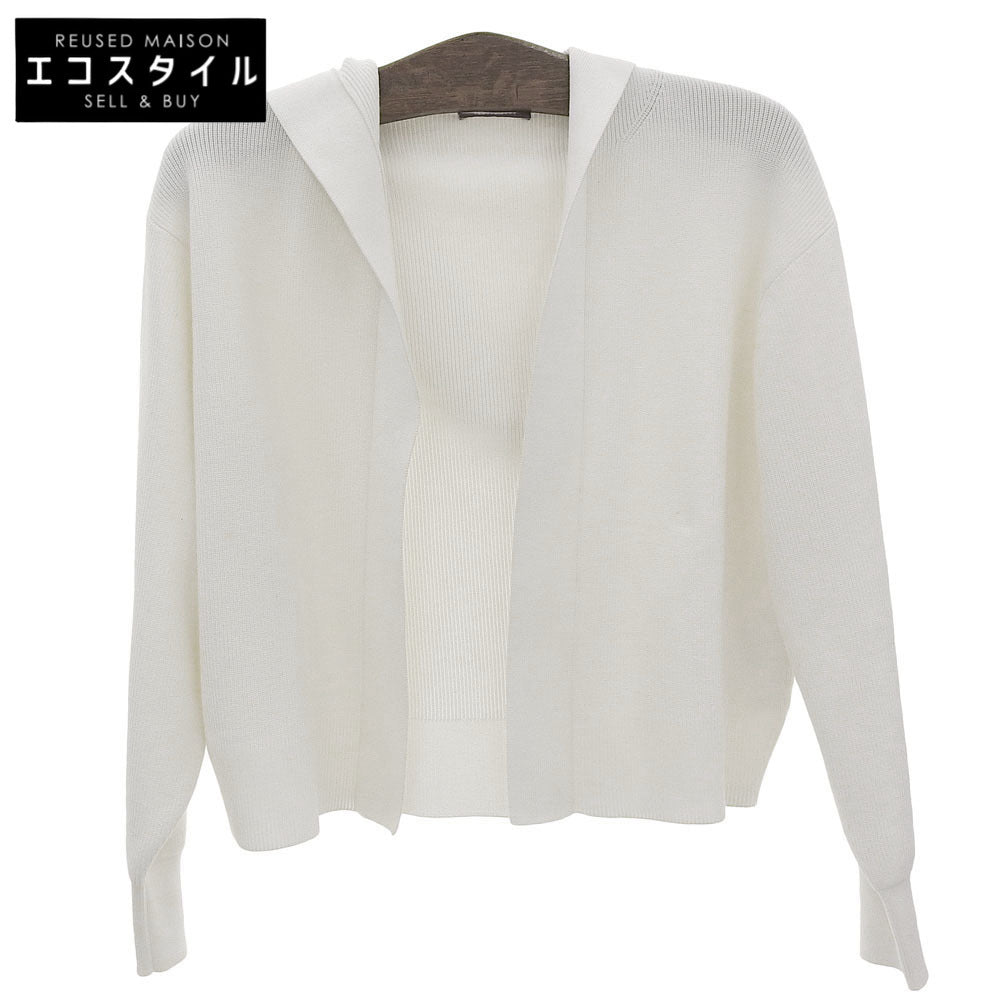theory luxe Excellent-Condition Fulton Nelli Cardigan Hooded Knit Cardigan Tops White 38 03-5103730 Made in 2025 Tops