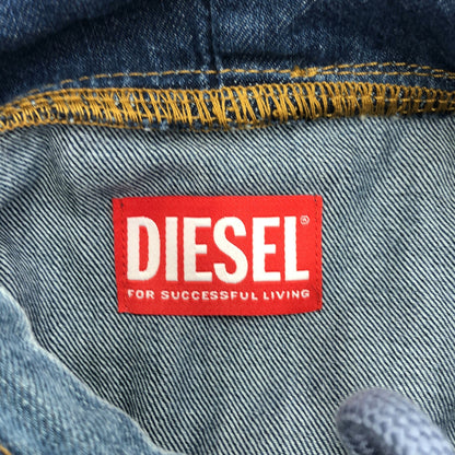 DIESEL ディーゼル A09691 ブルー デニムデザイン ダメージ加工 フーディ トップス