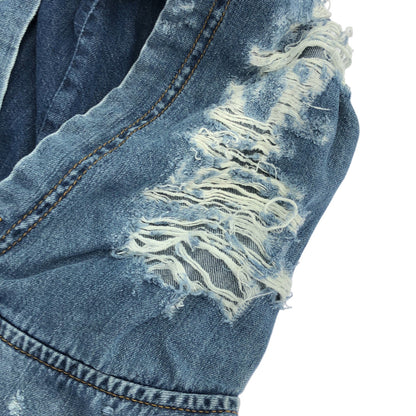 DIESEL ディーゼル A09691 ブルー デニムデザイン ダメージ加工 フーディ トップス