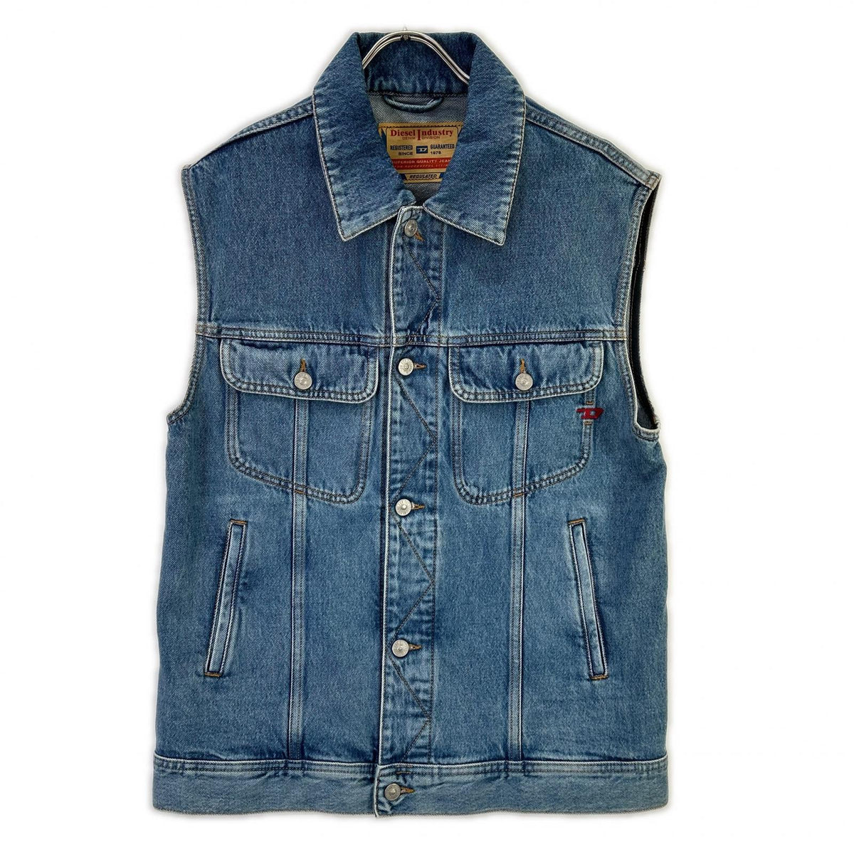 DIESEL A03872 Blue D-BARCY-SM Denim Vest Jacket
