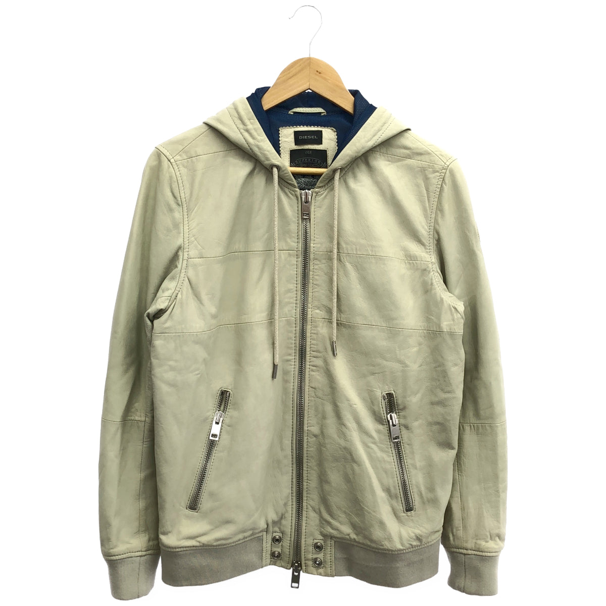 DIESEL ディーゼル オフホワイト レザー Our Superior Leather Quality ジップアップジャケット ジャケット