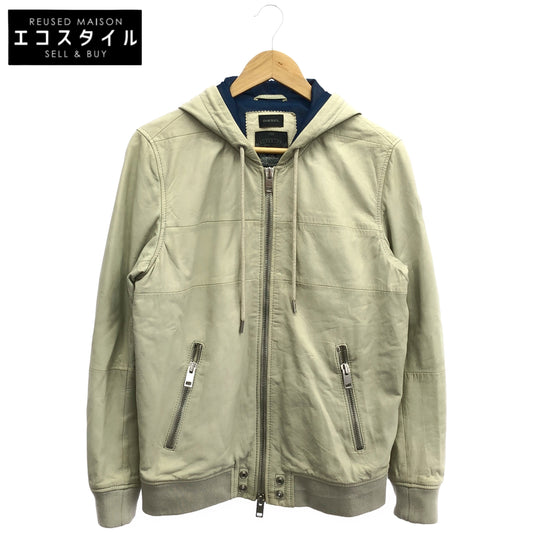 DIESEL ディーゼル Off-White Leather Our Superior Leather Quality Zip-Up Jacket Jacket