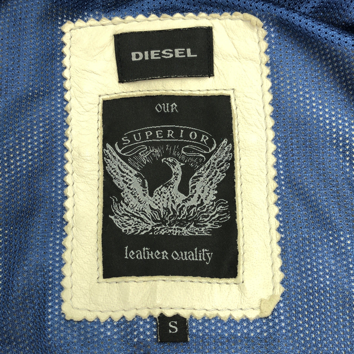 DIESEL ディーゼル オフホワイト レザー Our Superior Leather Quality ジップアップジャケット ジャケット